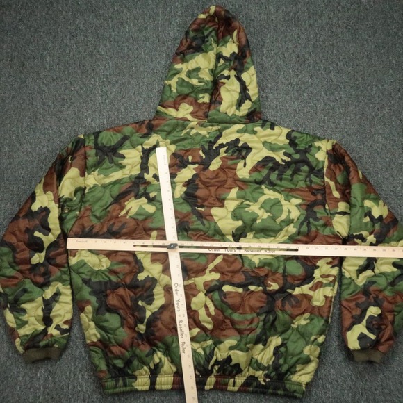 Zero Foxtrot Jacket Mens XXL Green Brown Woodland Camo Pullover Pockets Quilted - Picture 5 of 8